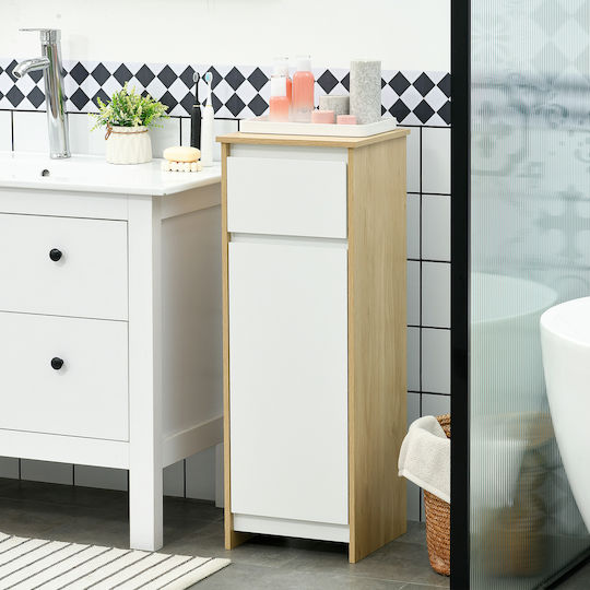Kleankin Bathroom Cabinet L32.6xW30xH90cm White
