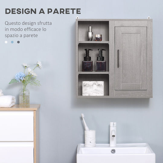 Kleankin Bathroom Cabinet L48xW20xH50cm Gray