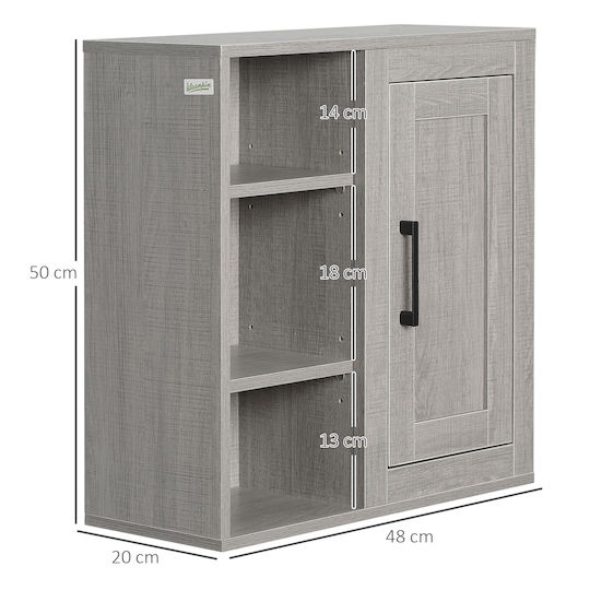 Kleankin Bathroom Cabinet L48xW20xH50cm Gray
