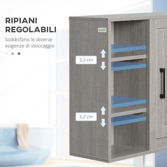 Kleankin Bathroom Cabinet L48xW20xH50cm Gray