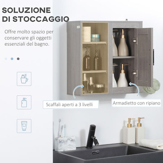 Kleankin Bathroom Cabinet L48xW20xH50cm Gray