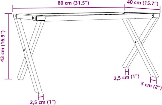 vidaXL Table Stand made of Cast Iron in Black Color 80x40x43cm
