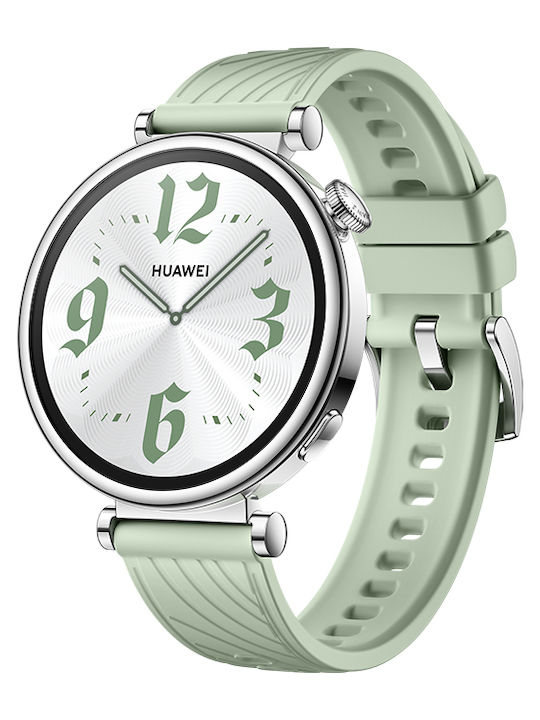 Huawei Watch GT 4 Stainless Steel 41mm Αδιάβροχο με Παλμογράφο (Green Fluoroelastomer Strap)