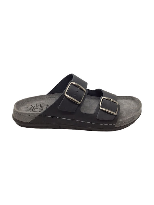 Sunny Sandal Leder Herrensandalen in Schwarz Farbe