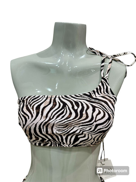 Bikini Set One Shoulder Top & Slip Bottom Animal Print