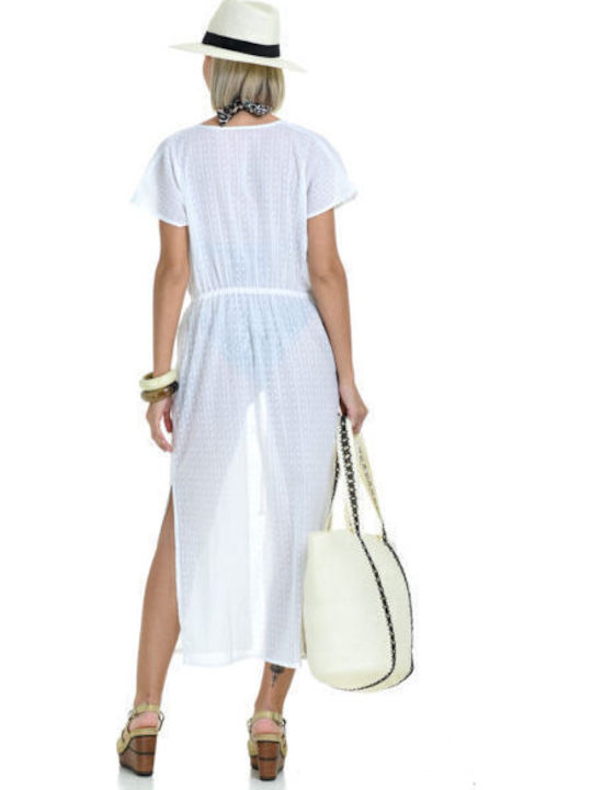 MiandMi Feminin Lung Kimono de Plajă White