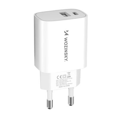 Wozinsky Charger Without Cable with USB-A Port and USB-C Port 20W Power Delivery / Quick Charge 2.0 Whites (WGWCW)