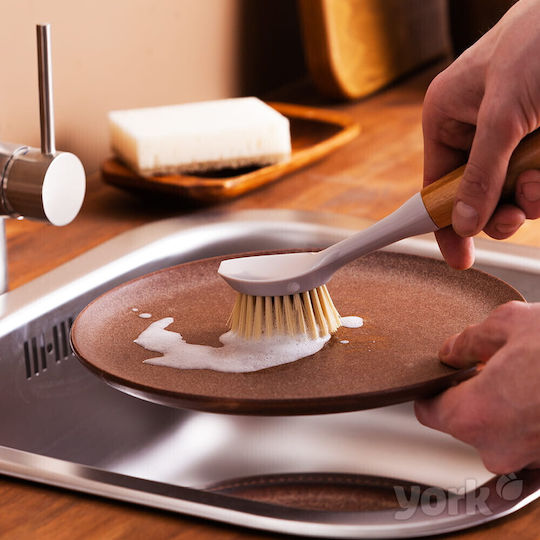 York Bamboo Cleaning Brush with Handle Beige