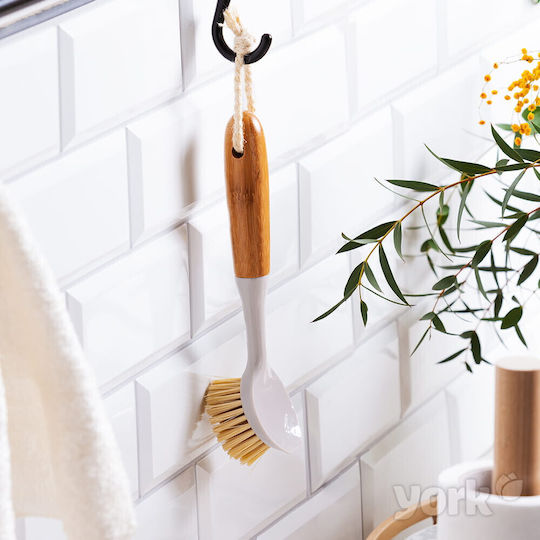York Bamboo Cleaning Brush with Handle Beige