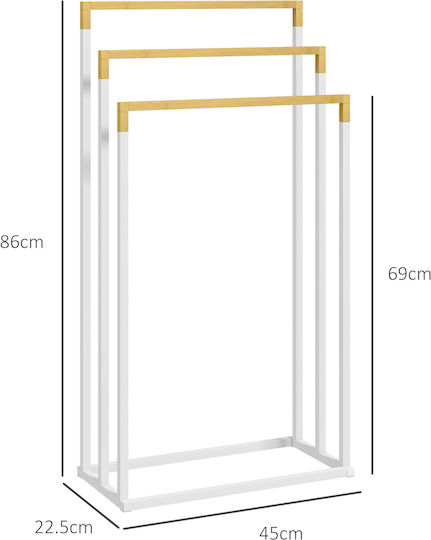 Kleankin Single Wall-Mounted Bathroom Rail ​45x22.5cm White