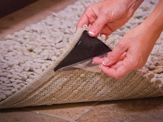 Set 4 Non-slip Rubber Triangles Carpets Zola Black Reusable