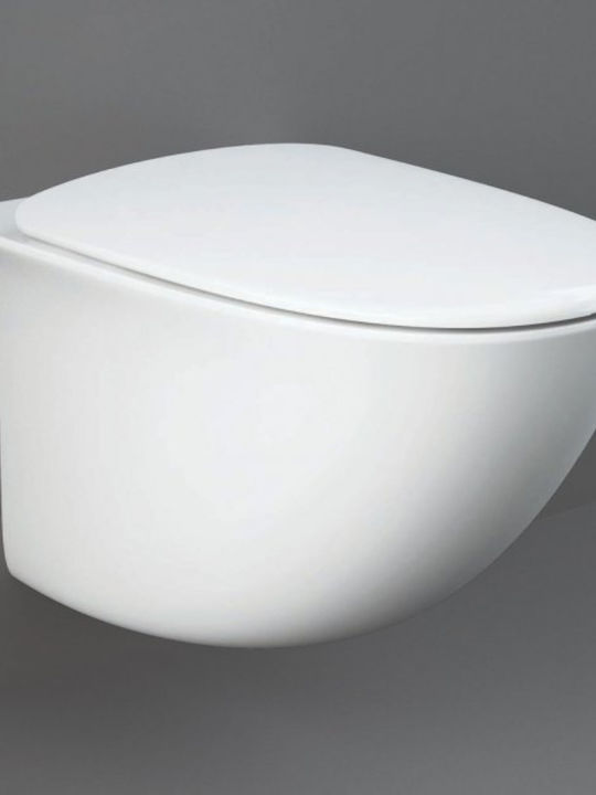 Rak Ceramics Wandhängende Toilette Randlos mit Spülung mit Schlank Deckel Duroplast Sanftes Schließen Weiße