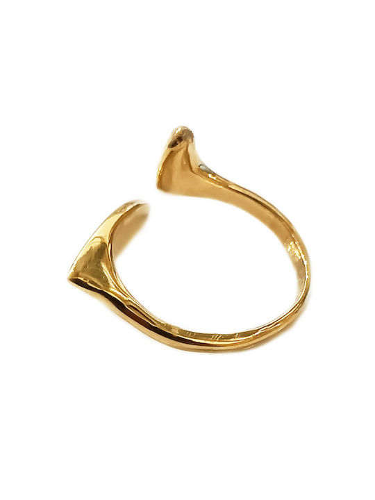 Women's Gold Ring with Open White Stone Baria