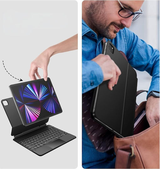 Dexnor Flip Cover με Πληκτρολόγιο στα Αγγλικά US Μπλε (iPad Air 13" 2024/2025/2026)