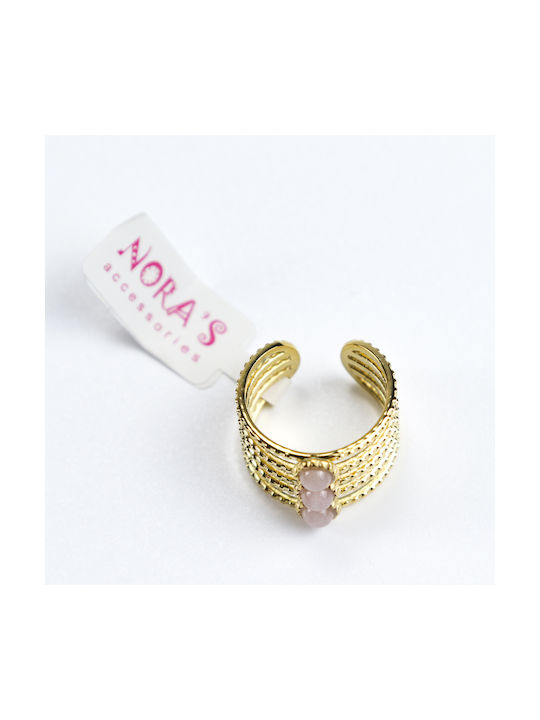 Nora's Accessories Damen Ring aus Stahl Vergoldet