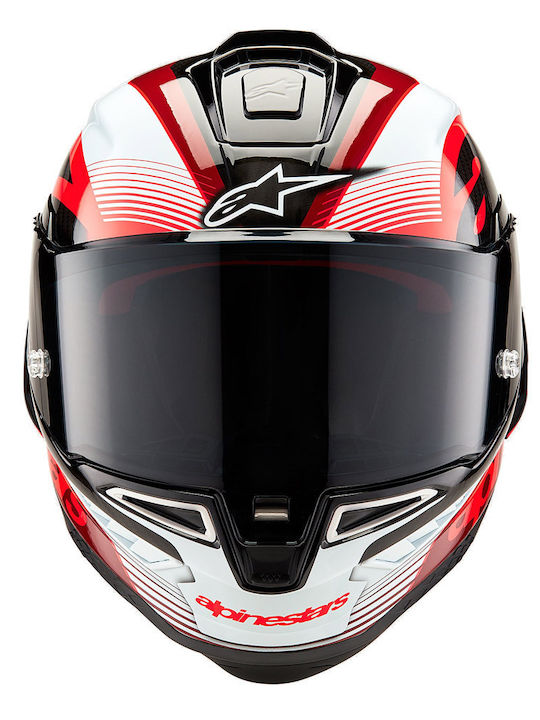 Alpinestars Supertech R10 Black/Carbon Red/White Glossy Motorradhelm Volles Gesicht ECE 22.06