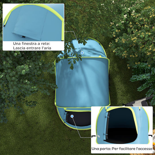 Outsunny Σκηνή Camping Pop Up Μπλε 3 Εποχών για 1 Άτομο 245x148x105εκ.