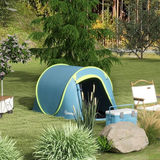 Outsunny Σκηνή Camping Pop Up Μπλε 3 Εποχών για 1 Άτομο 245x148x105εκ.