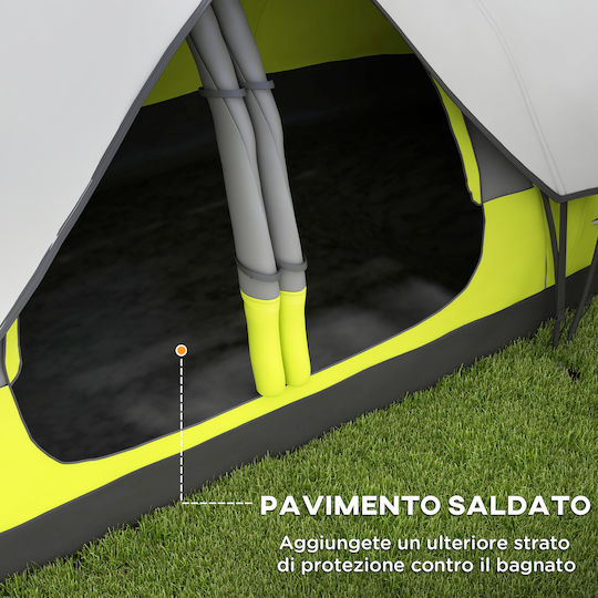 Outsunny Camping Tent Tunnel Green with Double Cloth 3 Seasons for 4 People 450x215x180cm