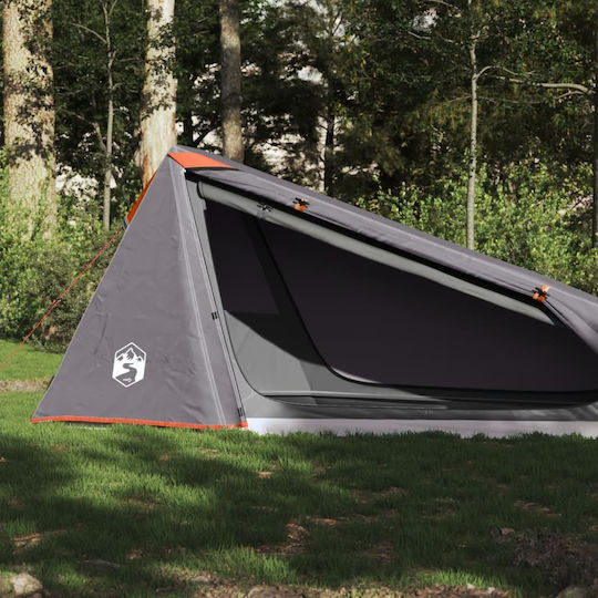 vidaXL Camping Tent Tunnel Gray with Double Cloth for 1 Person 210x100x94cm