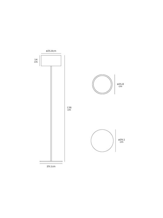 VK Lighting LED Floor Lamp H138cm. Black VK Lighting LED Floor Lamp H138cm. Black