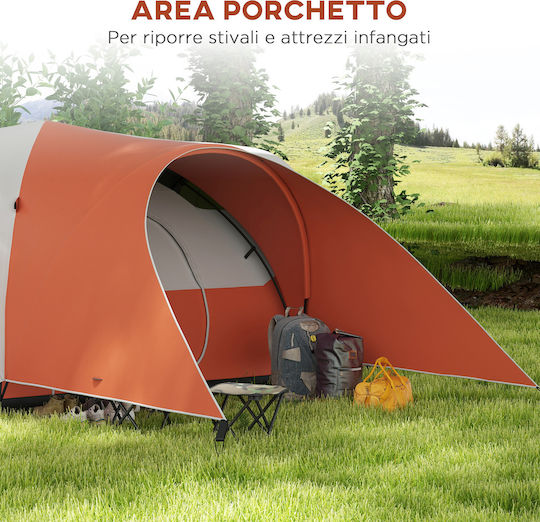 Outsunny Campingzelt Tunnel Orange 4 Jahreszeiten für 6 Personen 550x300x198cm