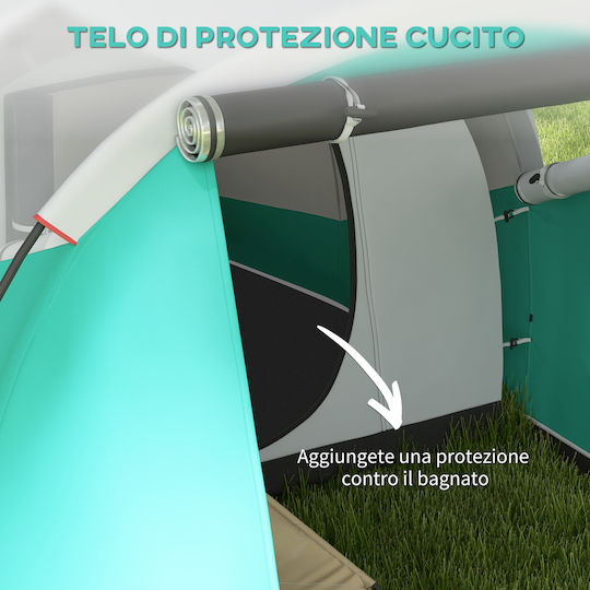 Outsunny Σκηνή Camping Τούνελ Πράσινη 4 Εποχών για 4 Άτομα 460x260x190εκ.
