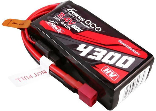 Gens Ace G-tech Μπαταρία Li-Po 11.4V 4300mAh 60C 3S T-Plug για Τηλεκατευθυνόμενο 2τμχ