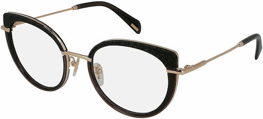 Police Women's Metal Cat Eye Prescription Eyeglass Frame Green VPL196M 093I