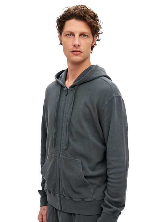 Dirty Laundry Men's Sweatshirt Jacket with Hood and Pockets Dark Grey