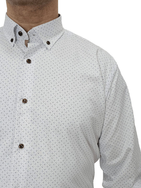 Poli Gianni Men's Shirt Long Sleeve Polka Dot White