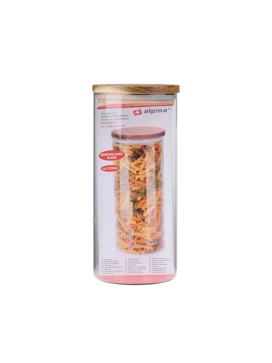 Alpina Appliances Cereal Jar with Lid Glass Transparent 1250ml 1Piece