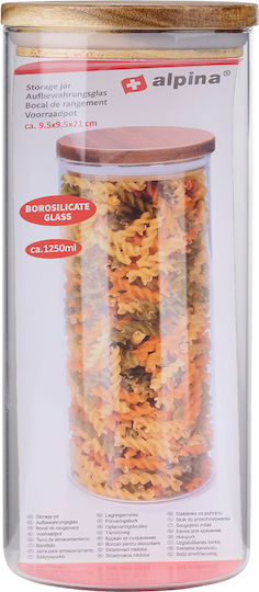 Alpina Appliances Cereal Jar with Lid Glass Transparent 1250ml 1Piece