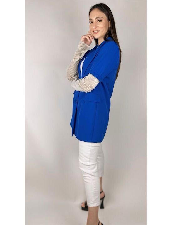 Mezzo Mezzo Blazer pentru femei Sacou Blue Roulette