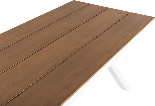 Маса Стабилна Polywood със Скелет от Алуминий White-polywood Natural 219.5x89.5бр