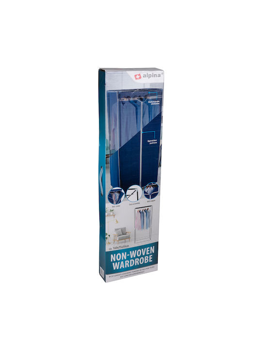 Alpina Fabric Wardrobe with Zipper and Shelves in Blue Color 75x50x160cm