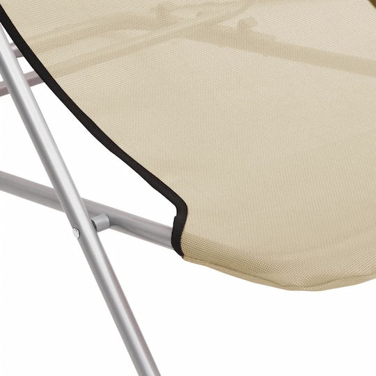vidaXL Lounger-Armchair Beach with Recline 3 Slots Beige Waterproof 85x58x83cm Set of 2pcs