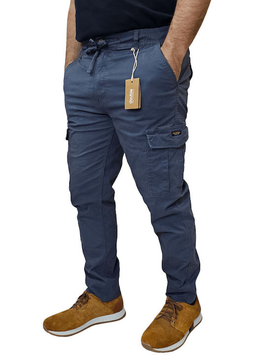 Double Men's Trousers Cargo Stone Blue