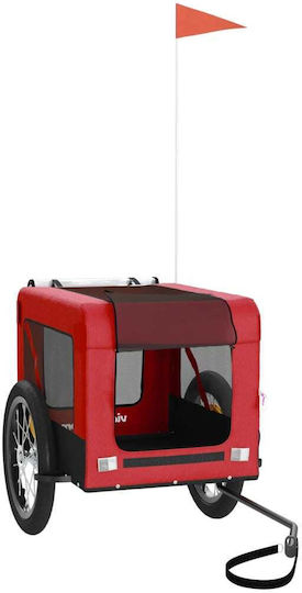 vidaXL Fahrradanhänger für Hunde bis 45kg Rot L123xB66xH63cm.