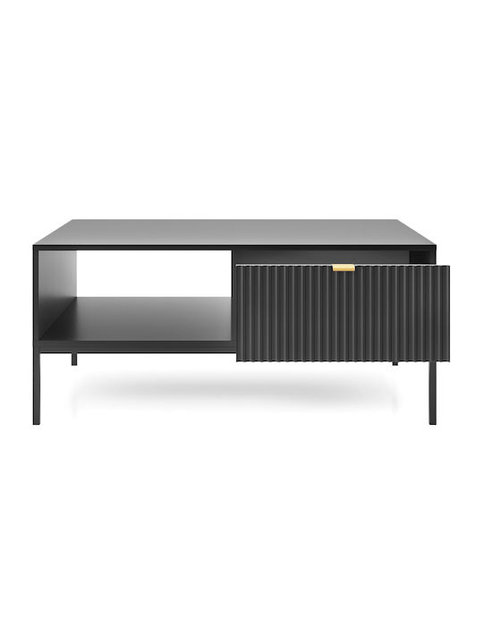 Central Rectangular Coffee Table Nova Wooden with Drawers Grey 104x68x46cm