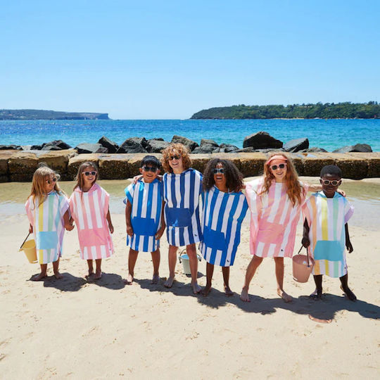 Dock & Bay Quickdry Bondi Kid's Beach Poncho Blue 66 x 49cm with Carrying Bag