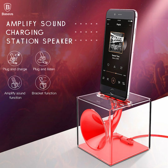 Baseus и кабел Lightning Червен (Amplify Sound Charge Dock)