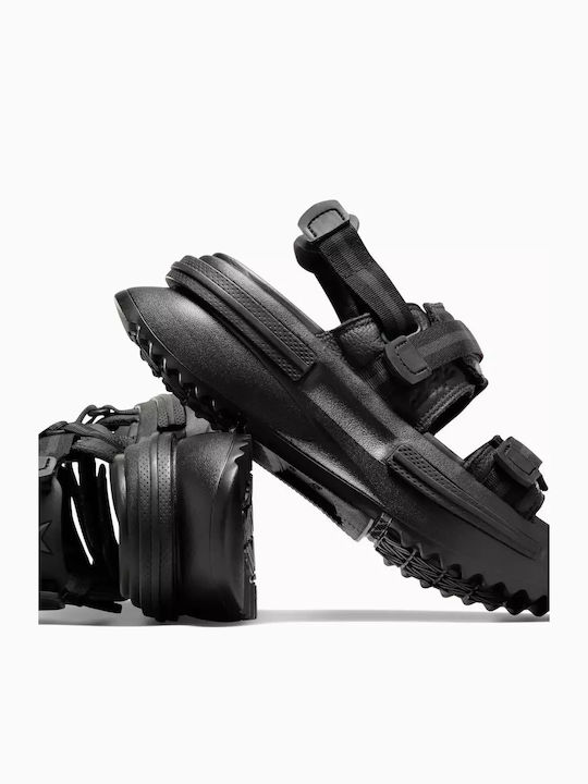 Leder Flache Sandalen für Damen in Schwarz Farbe