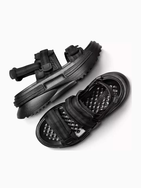 Leder Flache Sandalen für Damen in Schwarz Farbe