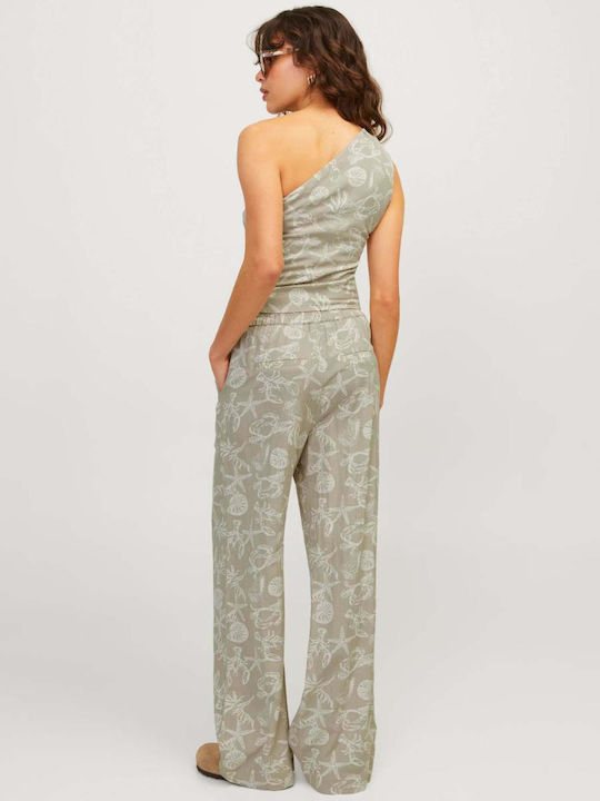 Γυναικεία Καλοκαιρινή Μπλούζα Λινή Off-Shoulder με έναν Ώμο Μπεζ