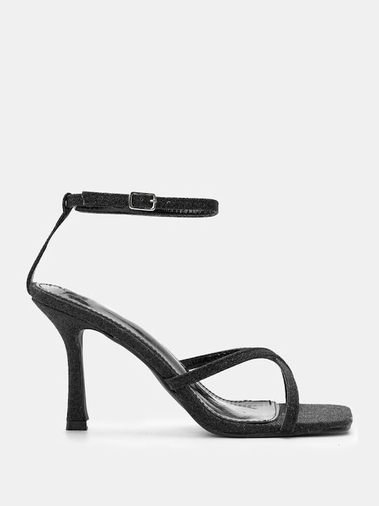 Luigi Women's Sandals with Ankle Strap Black with High Heel