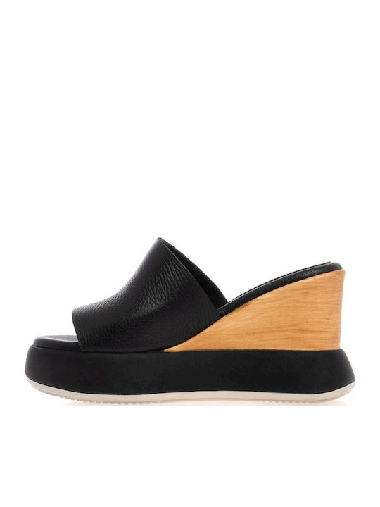 Women's Leather Platform Shoes Black