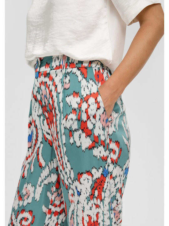 Women's Fabric Trousers Regular Fit Green