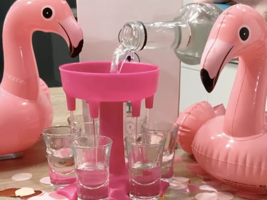 Alcohol Dispenser Glasses Zola Plastic 13x11 Cm Pink
