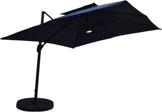 Professionelle Hängende Quadratische Garten- und Terrassen-Sonnenschirm Aluminium Blau 3x3m